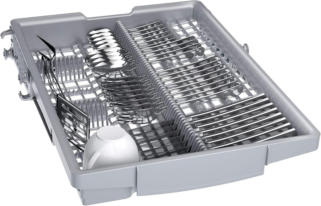 Bosch SPV2IKX10E Serie 2 Lavastoviglie smart a scomparsa totale, larghezza 45 cm, Cestello posate, Extra Asciugatura con la pressione di un pulsante, InfoLight punto luce rosso sul pavimento, AquaStop protezione dai danni causati dall'acqua, Bianco