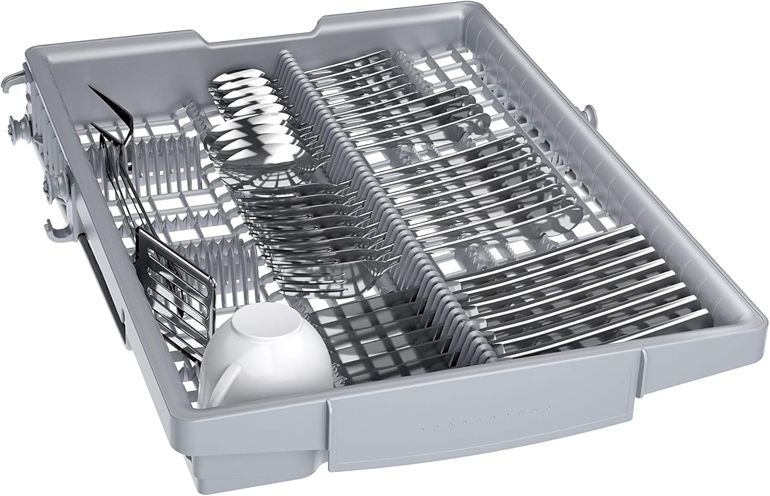 Bosch SPV2IKX10E Serie 2 Lavastoviglie smart a scomparsa totale, larghezza 45 cm, Cestello posate, Extra Asciugatura con la pressione di un pulsante, InfoLight punto luce rosso sul pavimento, AquaStop protezione dai danni causati dall'acqua, Bianco