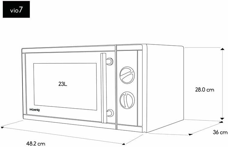 H.Koenig Microonde e Grill 2 in 1 VIO9, 25L, Piatto Girevole 27cm, 10 Livelli di Cottura fino a 1000W, Scongelamento, Cottura Combinata, Display LCD