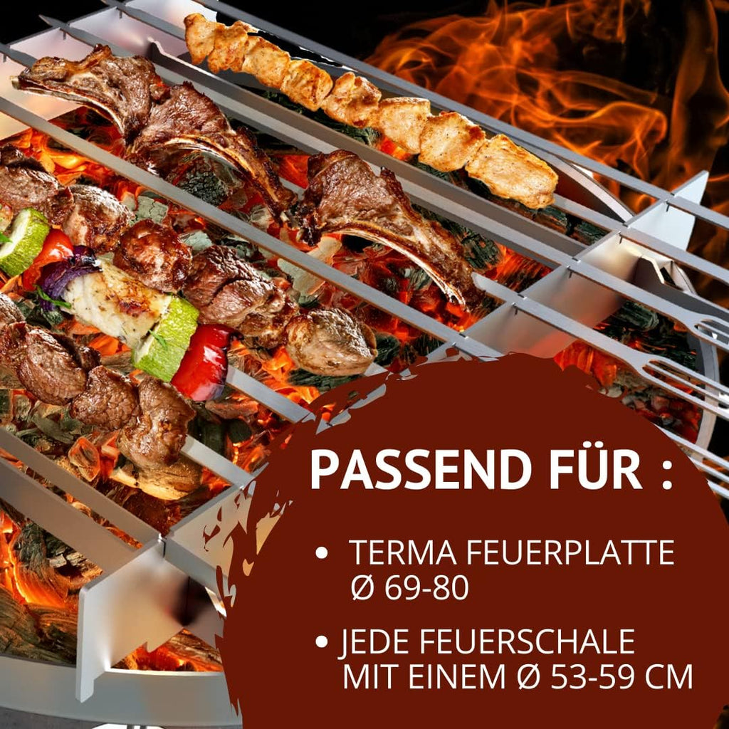 Terma Accessori Tagliere in legno Cucina da esterno, piastra plancha, grill con piastra in ghisa, ripiano per piastra in ghisa, braciere con griglia, anello per griglia per braciere