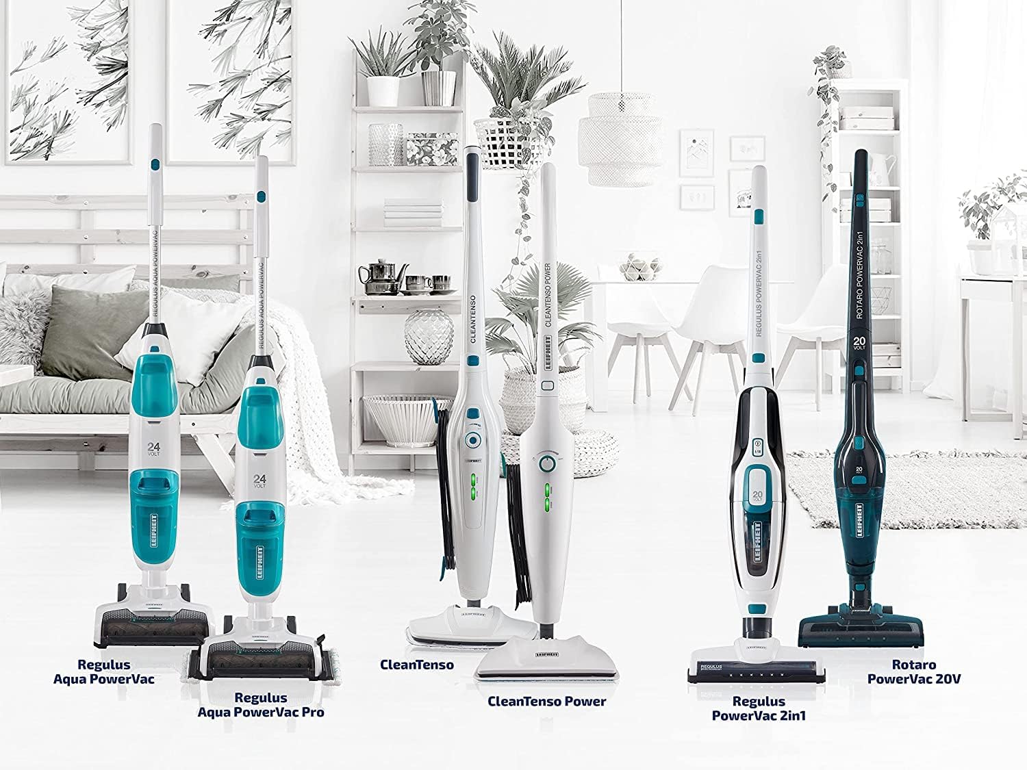 Leifheit Pulitore a vapore CleanTenso Power 2.0 con vapore caldo contro i batteri, Mop a vapore con tempi di riscaldamento brevi e 50 minuti di autonomia, Scopa a vapore per la pulizia degli angoli, Spazzola a vapore dal design moderno
