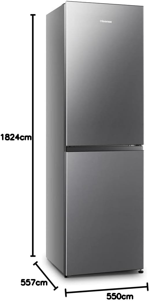 Hisense RB327N4ADD Frigorifero Combinato, Classe Energetica D, Total NoFrost, Porta Reversibile, Griglia Portabottiglie, Vano Frigo 171 Litri, Vano Congelatore 85 Litri, Look Acciaio Inox