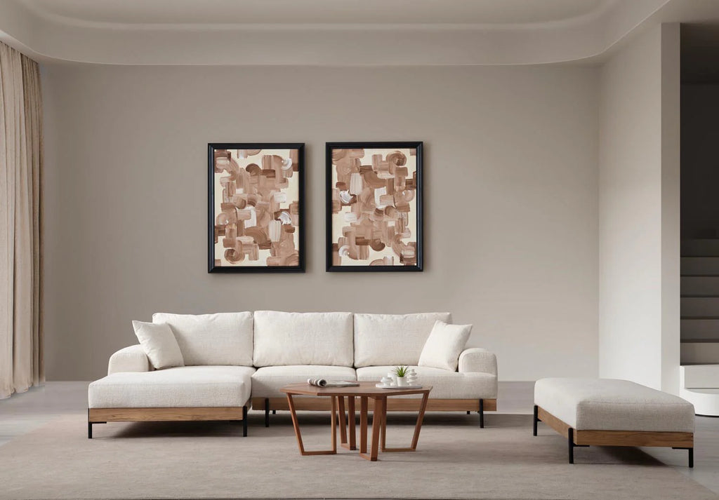 Divano angolare Eti Oak Left - Bianco