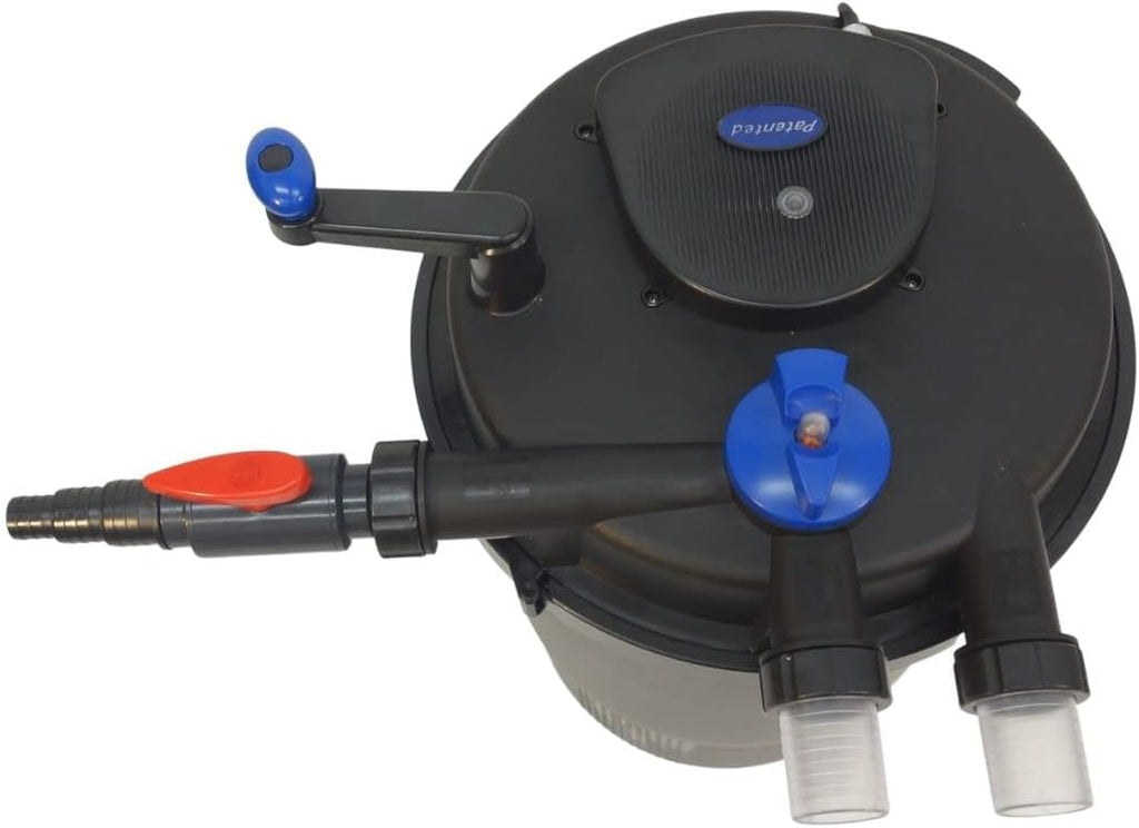 AquaOne Filtro per laghetto a pressione CPF-30000 I Filtro per laghetto fino a 60.000 litri I Filtro biologico per laghetto con sterilizzatore UV-C da 55 Watt con pulizia a manovella I acqua limpida senza alghe in sospensione