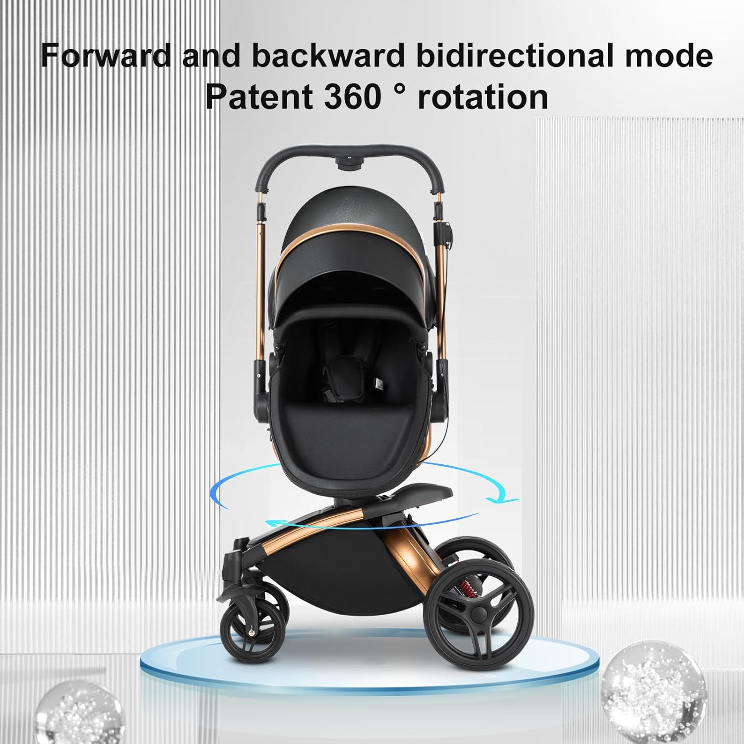 Sianldcone Passeggino 3 in 1, Set Passeggino con Tessuti di Alta Qualità, Sistemi di Viaggio con Spinta Reversibile, Passeggino Combinato a Vista Aperta Set Completo 3 in 1 (V9 Cachi)