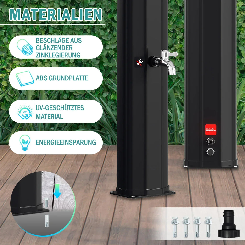 Sonnewelt 60L Doccia Solare Doccia da Giardino Incl. Copertura Protettiva e Doccetta