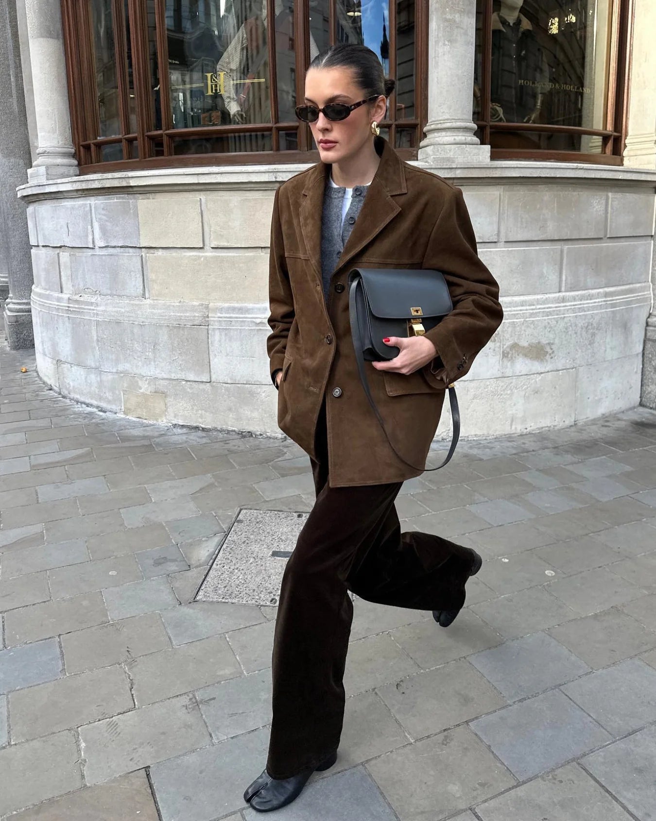 Blazer in pelle scamosciata