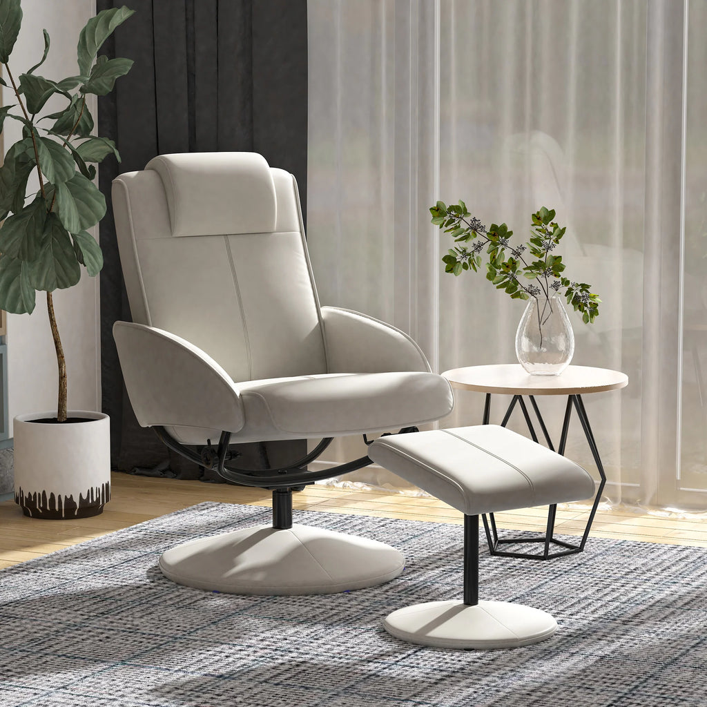 Poltrona relax HOMCOM con poggiapiedi ergonomica reclinabile in similpelle grigia