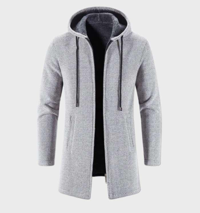Marten - Dicke mittellange Herrenjacke mit Kapuze und Reiverschluss