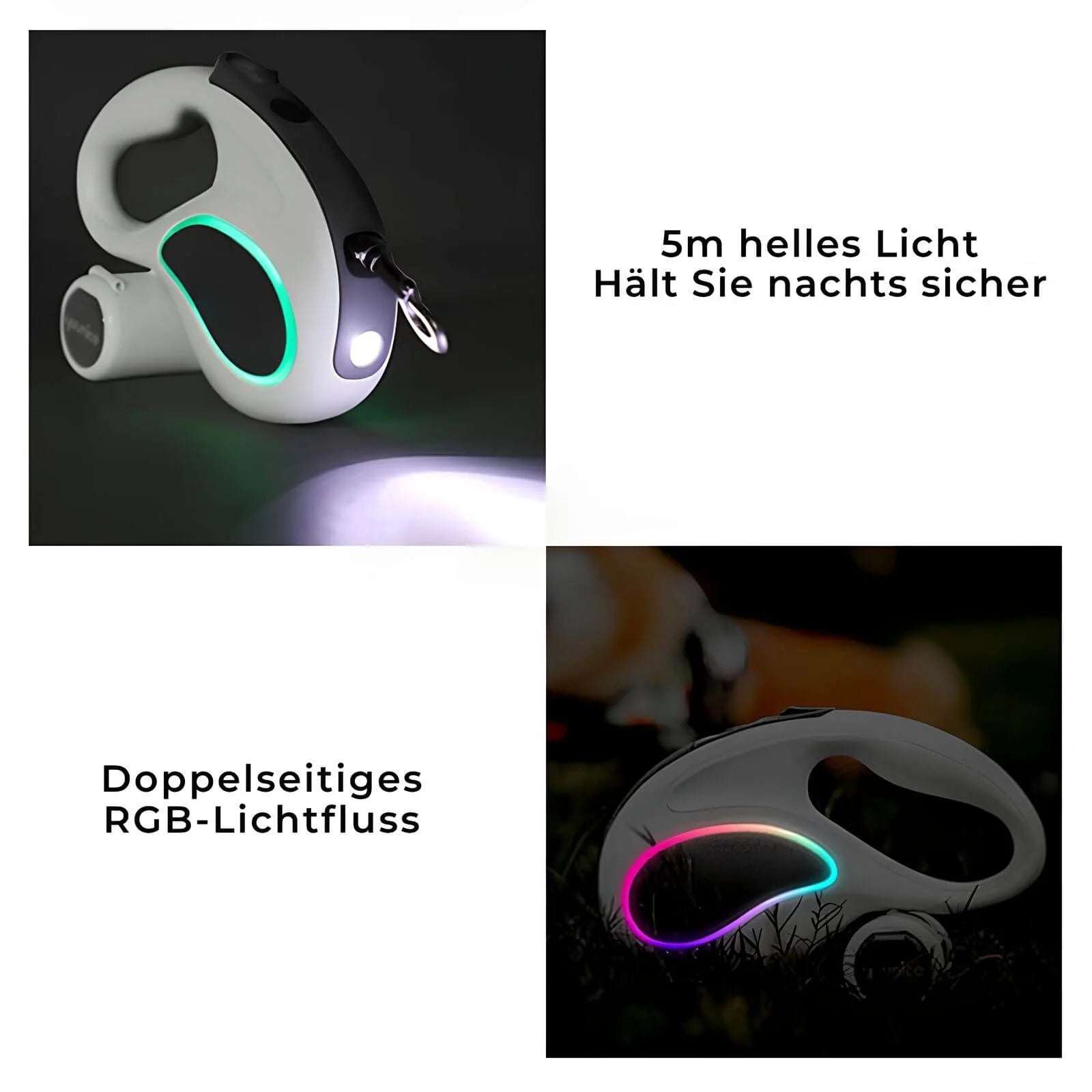 LED-Hundeleine – Einziehbare und beleuchtete Trainingsleine für sicheres Gassi gehen