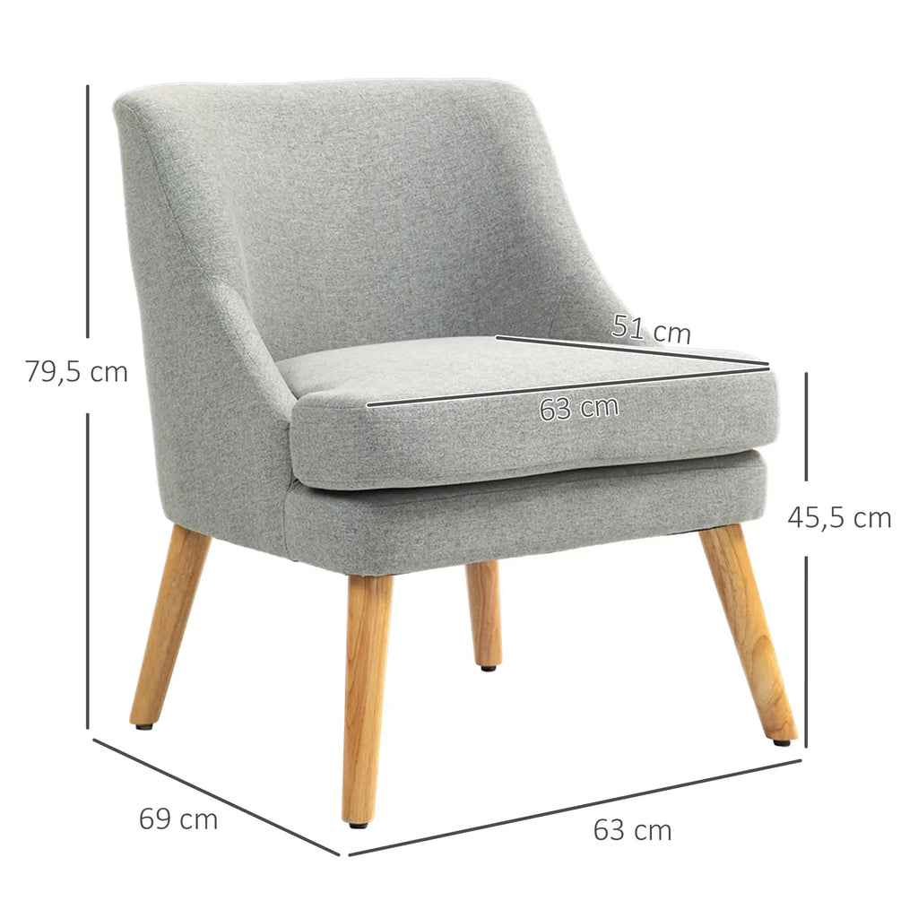 HOMCOM Sedia Imbottita Design Scandinavo Poltroncina Grigio Chiaro