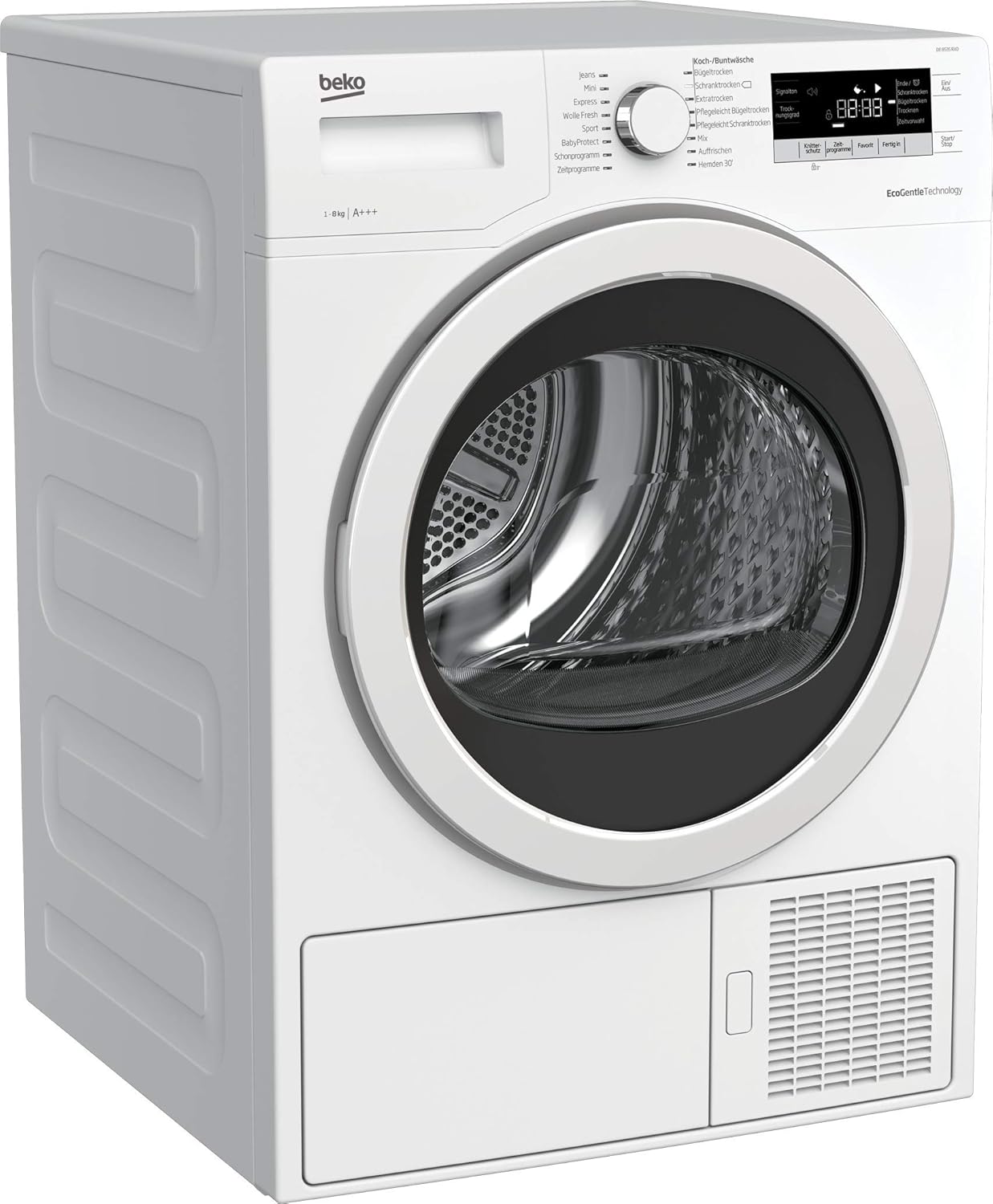 Beko B5T4824IF bPRO 500 Asciugatrice, 8 kg, Caricamento frontale, Pompa di calore, Adatta per chi soffre di allergie, 15 programmi, Funzione vapore, Antipiega, Programma silenzioso, Cesto AquaWave, Bianco