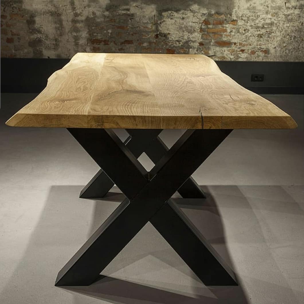 Serie MAXIM | Tavolo con bordo naturale - solo piano del tavolo senza base - Rovere - diversi. Misure e colori | Lunghezza: 160 - 300 cm | Larghezza: 90 - 100 cm