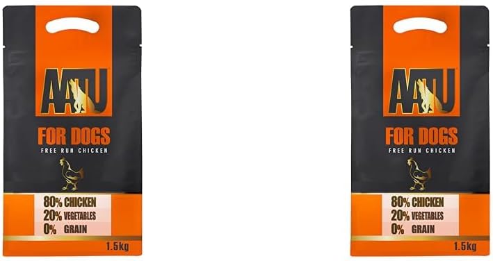 AATU Trockenfutter für Hunde, 80/20 Hundetrockenfutter mit Hühnerfleisch, Hundefutter Getreidefrei mit Hohem Proteingehalt, Natürliche Tiernahrung für Ausgewachsene Hunde Aller Rassen, 1,5 kg