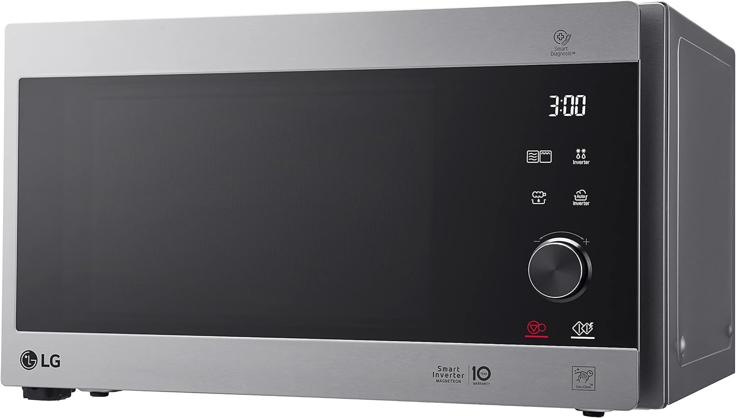 LG MS2595CIS Forno a microonde con tecnologia Smart Inverter, capacità 25 litri, 1000 W, programmi automatici, livelli di potenza regolabili e funzione EasyClean, argento