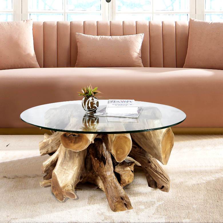 Couchtisch MEGAN aus Teak Wurzel  80 cm