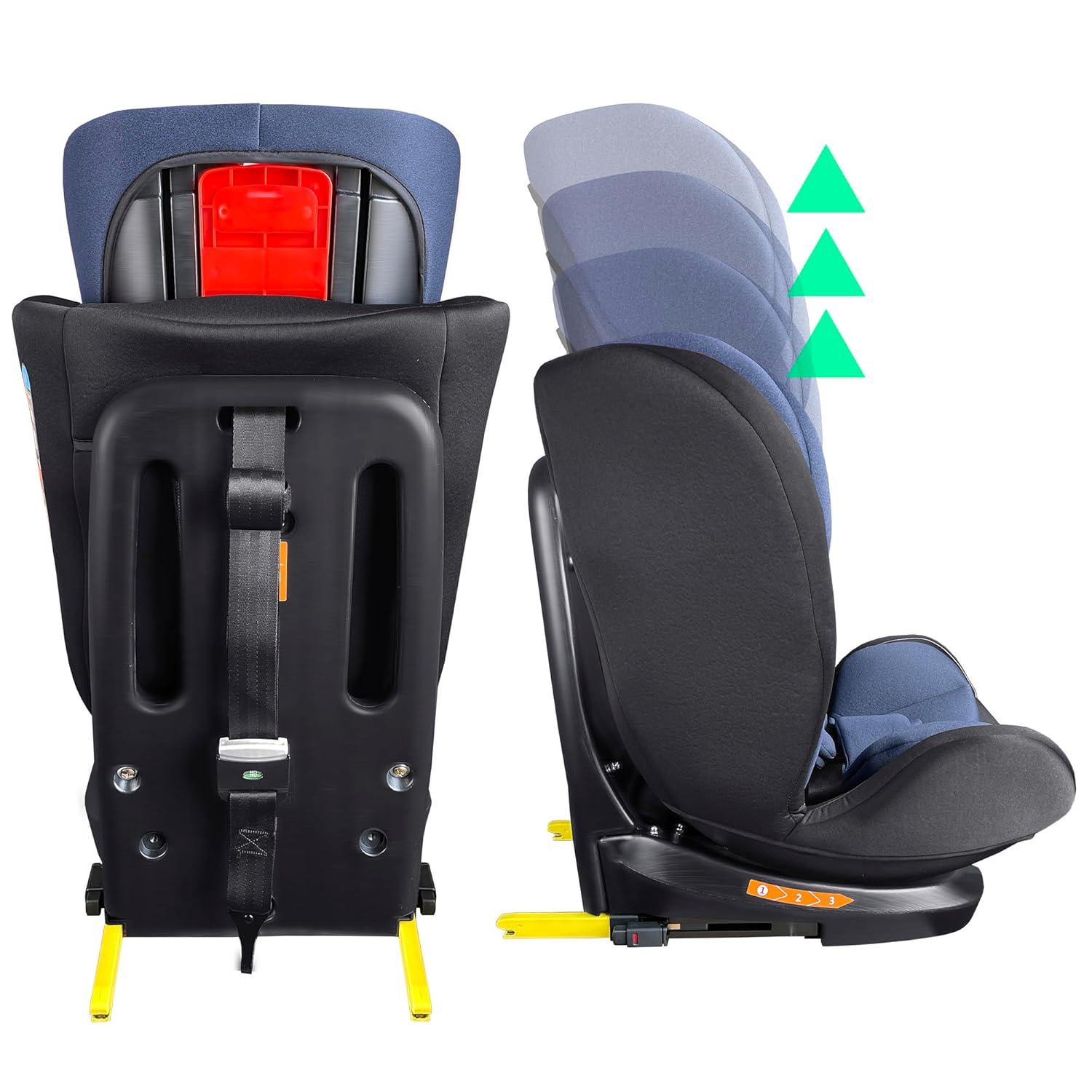 XOMAX XZ-16 Kindersitz drehbar 360° mit ISOFIX und Liegefunktion I mitwachsend I 0-36 kg, 0-12 Jahre, Gruppe 0/1/2/3 I 5-Punkt-Gurt und 3-Punkt-Gurt I Bezug abnehmbar, waschbar I ECE i-Size 129R