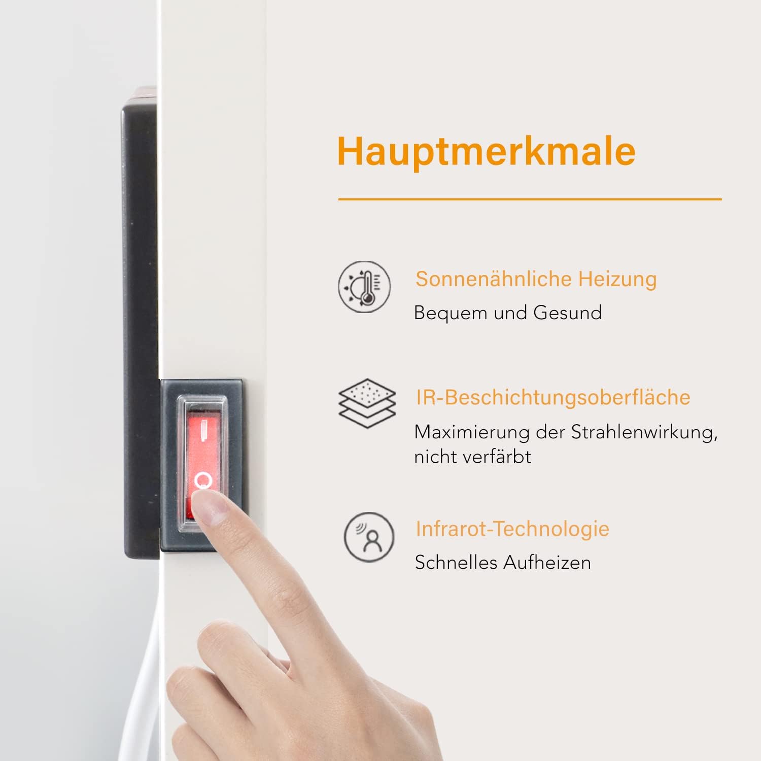 Byecold Riscaldatore a Infrarossi da Pavimento con Piedini 300 Watt, Riscaldamento Elettrico a Infrarossi, Termosifone, Pannello Radiante, Risparmio Energetico, Protezione da Surriscaldamento
