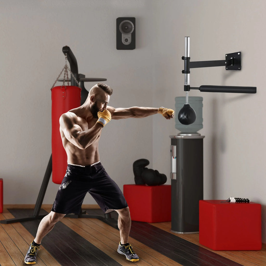 HOMCOM Telaio per boxe Sacchetto da boxe regolabile in altezza Supporto a parete