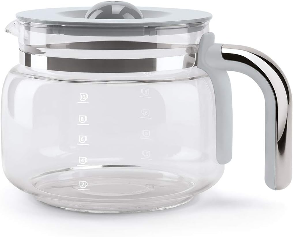 Smeg, DCF02BLMEU, Macchina da caffè con filtro, Funzione aroma e avvio automatico, Caraffa in vetro fino a 12 tazze, 2 livelli di intensità, Funzione di mantenimento del calore, 1050W, Nero opaco