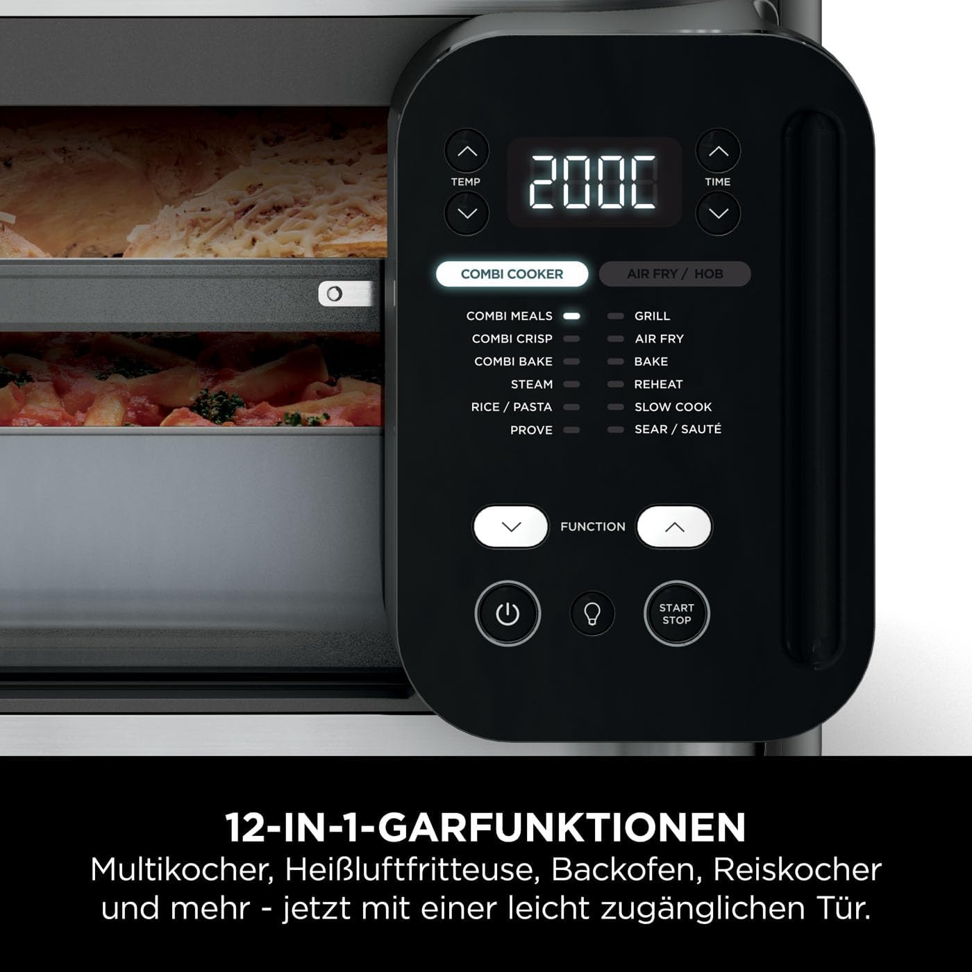 Ninja Combi 12-in-1 Multicooker, Forno e Friggitrice ad aria, 12 funzioni di cottura, Preparazione con Air Fryer e Grill in 15 min*, con teglia, padella, griglia, ricettario, Grigio, SFP700EU.