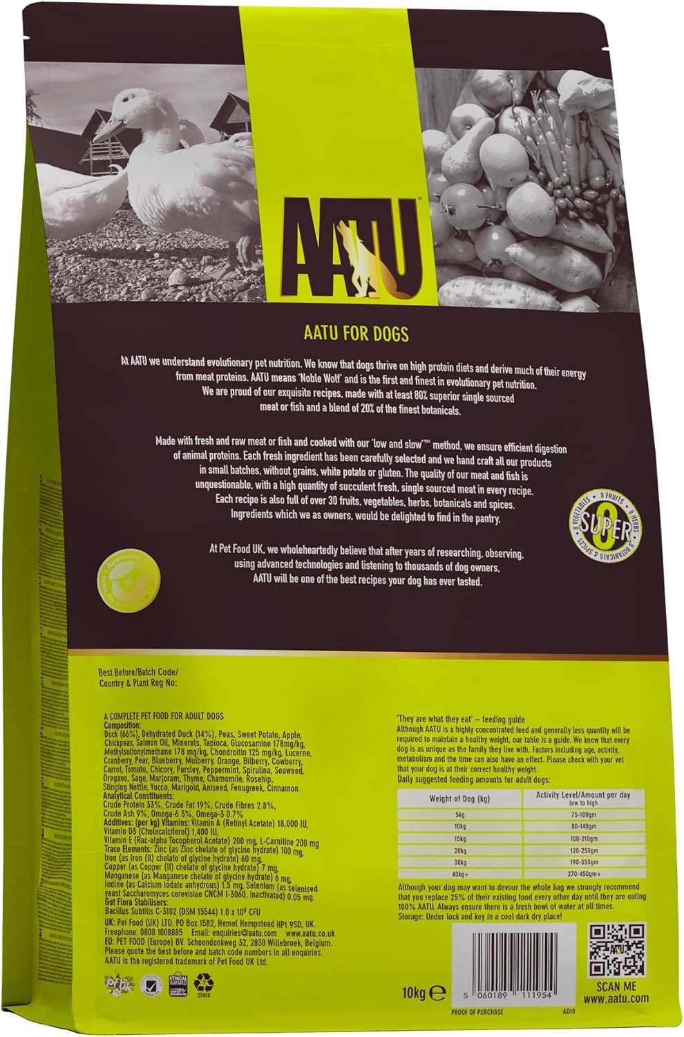AATU Cibo Secco per Cani, Cibo Secco per Cani 80/20 con Pollo, Cibo per Cani Senza Cereali ad Alto Contenuto Proteico, Alimento Naturale per Cani Adulti di Tutte le Razze, 1,5 kg