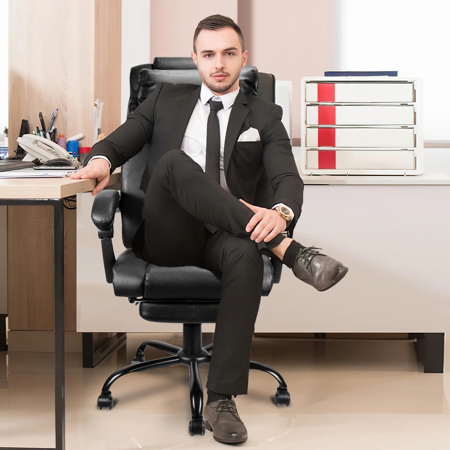 Sonnewelt Sedia girevole regolabile in altezza Sedia da ufficio girevole a 360°