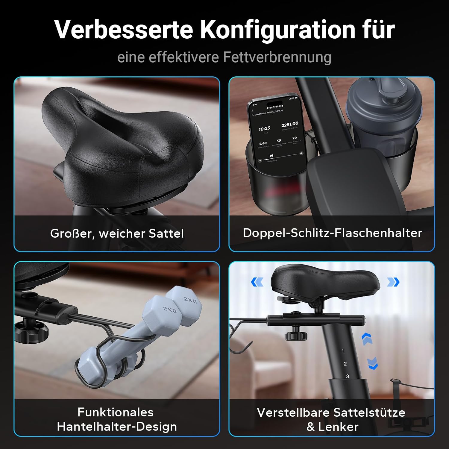 MERACH Cyclette con Resistenza Regolabile, Bici da Allenamento Silenziosa con Monitor LCD Migliorato, Supporto per Tablet, Cyclette da Interno per Cardio Fitness a Casa, App Dedicata, Fino a 136 kg