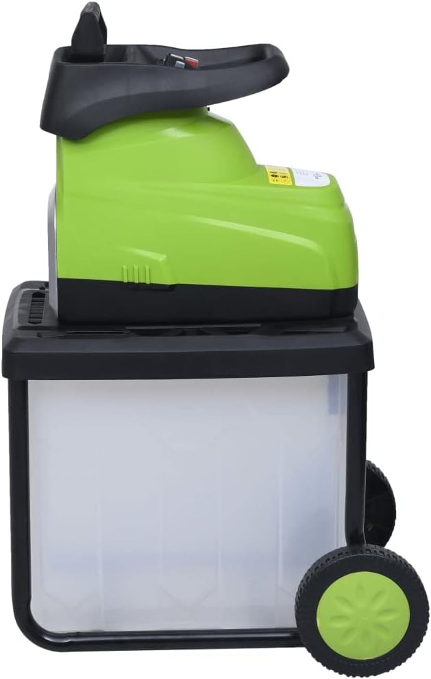 vidaXL Gartenhäcksler Elektrisch mit Auffangbox Leisehäcksler Häcksler Holzhäcksler Elektrohäcksler Walzenhäcksler Schredder 2800W