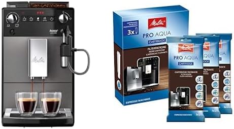 Melitta Avanza - Kaffeevollautomat mit Milchsystem, Kaffeemaschine mit Mahlwerk und extragroßem Wassertank (1,5 l) für z. B. Cappuccino oder Espresso, mystic titan