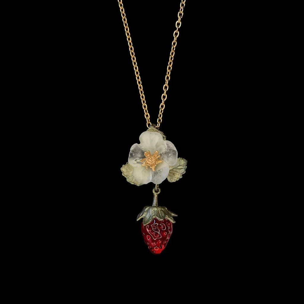 Strawberry - Collana a forma di fragola con fiore
