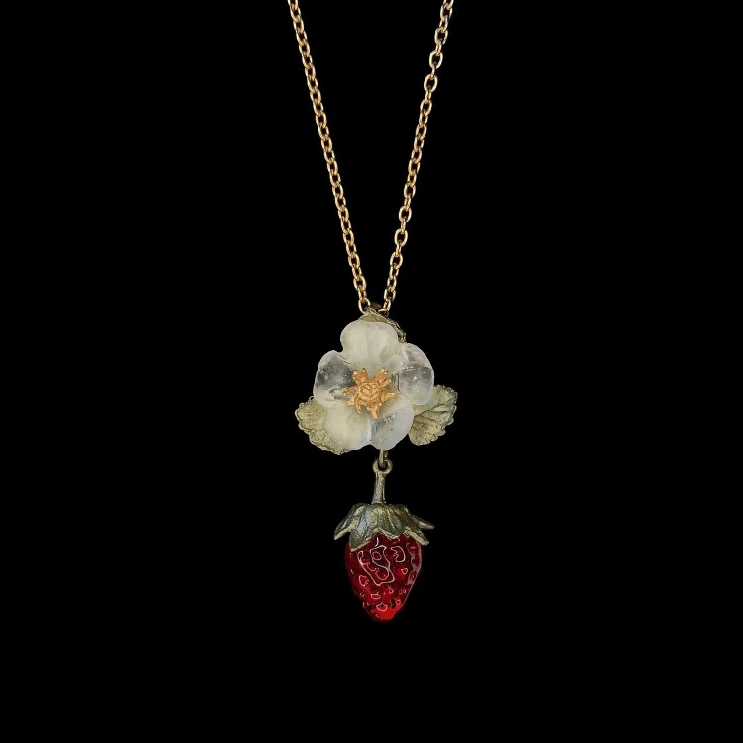 Strawberry - Collana a forma di fragola con fiore