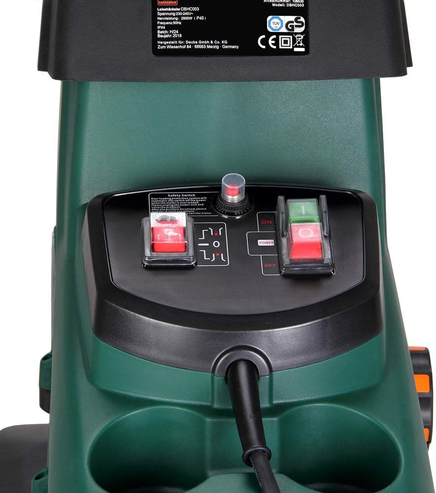Gardebruk® Leisehäcksler 3100 W max. 45 mm Aststärke Elektrisch 60 L Auffangbox Walzenhäcksler Gartenhäcksler Schredder
