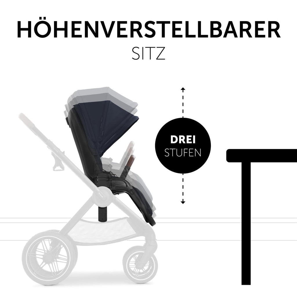 hauck Kinderwagen mit Beindecke Walk N Care ab Geburt bis 22 kg mit Liegefunktion, Becherhalter, Sitz Wendbar & Höhenverstellbar, Gummireifen, Teleskopgriff, UPF 50+, Zusammenklappbar (Dark Navy Blue9