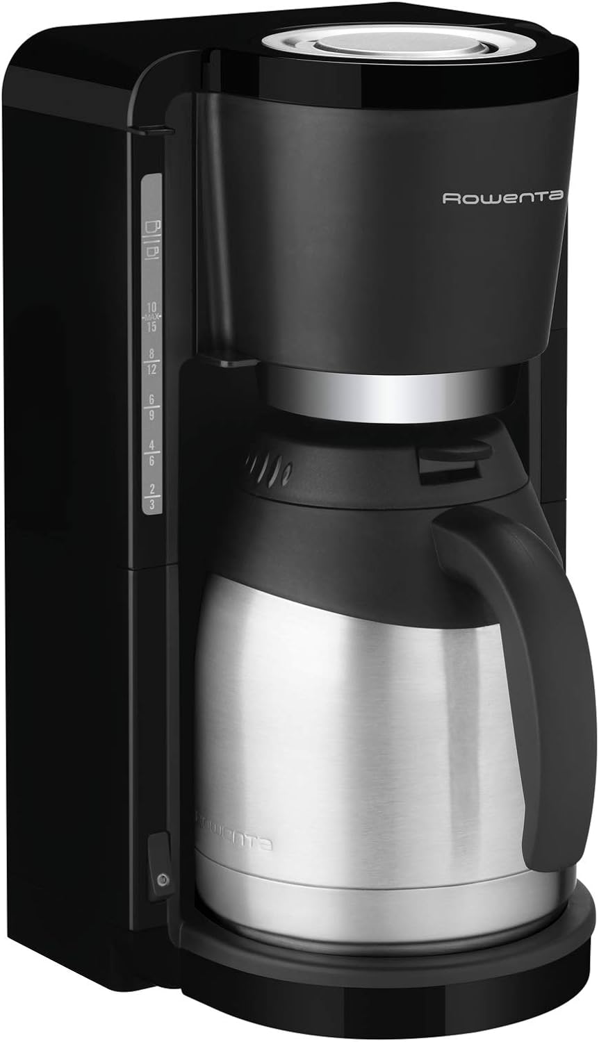 Rowenta CT3818 Macchina da caffè con filtro Adagio Milano | Caraffa termica in acciaio inox | 10-15 tazze | Capacità 1,25 L | Spegnimento automatico | 850 Watt | 26.5 x 27 x 38.5 cm | Nero