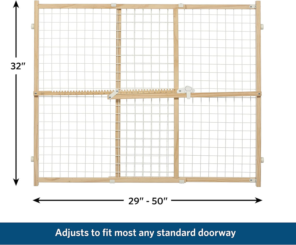 MidWest Homes for Pets Barriera/Cancelletto di Sicurezza per Animali Domestici, Modello 2944WWM-2, Altezza 112 cm, Estensibile da 74 a 127 cm di Larghezza, Grande, in Legno