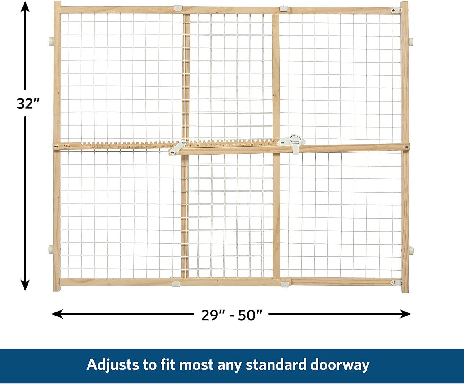 MidWest Homes for Pets Barriera/Cancelletto di Sicurezza per Animali Domestici, Modello 2944WWM-2, Altezza 112 cm, Estensibile da 74 a 127 cm di Larghezza, Grande, in Legno