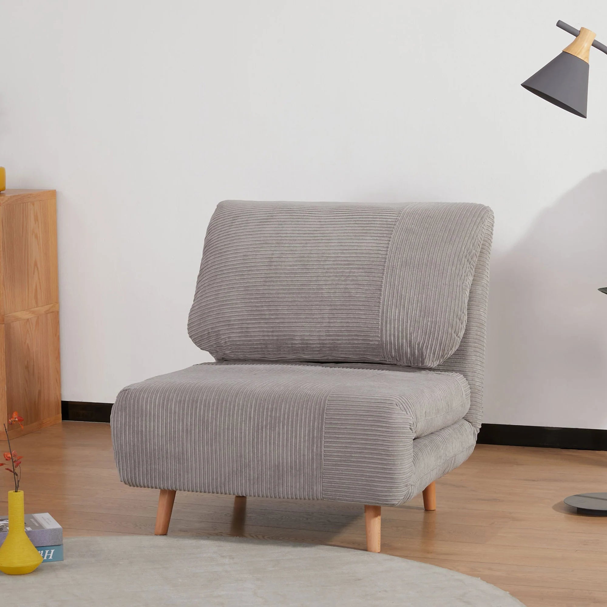 HOMCOM Poltrona Letto Divano Letto 2 in 1 Schienale Regolabile Grigio Chiaro