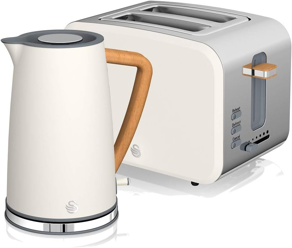 Forno a microonde digitale Swan Nordic da 20 L, 6 livelli di potenza, 800 W, timer da 30 minuti, facile da pulire, modalità scongelamento, design moderno, maniglia effetto legno, bianco opaco