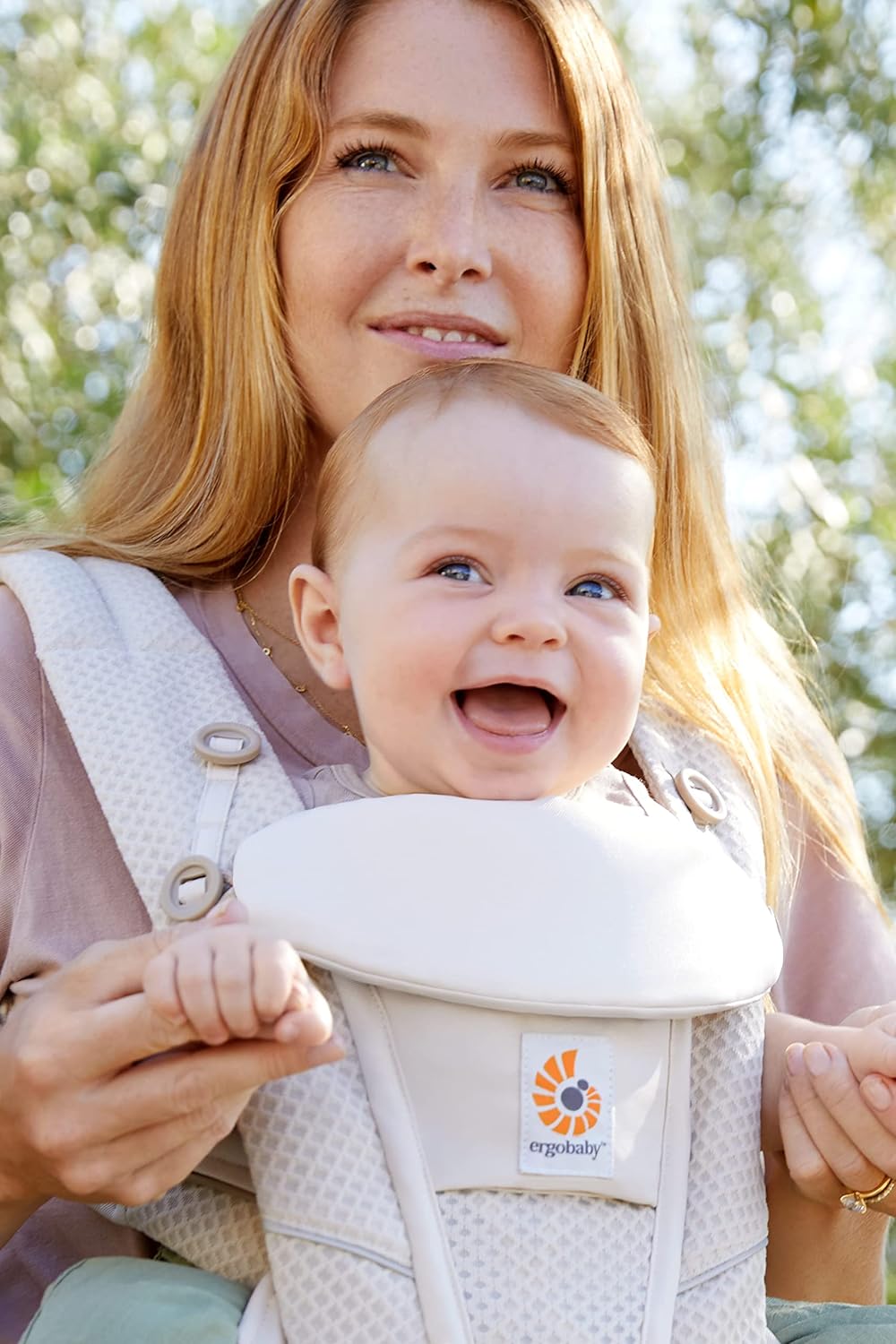 Ergobaby Omni Breeze Marsupio per Neonati dalla Nascita fino a 20 kg, Morbido Mesh SoftFlex a 4 Posizioni, Ergonomico, Porta Bebè, Natural Beige