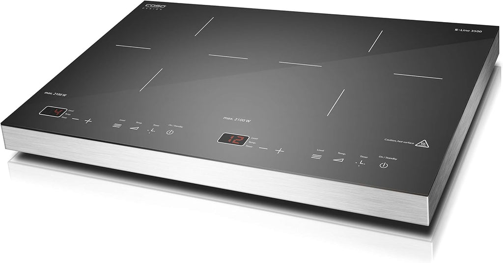 CASO S-Line 3500 - Mobiles Doppel- Induktionskochfeld,Testurteil: Sehr Gut, max. 3500 Watt, Temperatur 60-240°C, 12 Leistungsstufen, für Topfgrößen bis 22cm