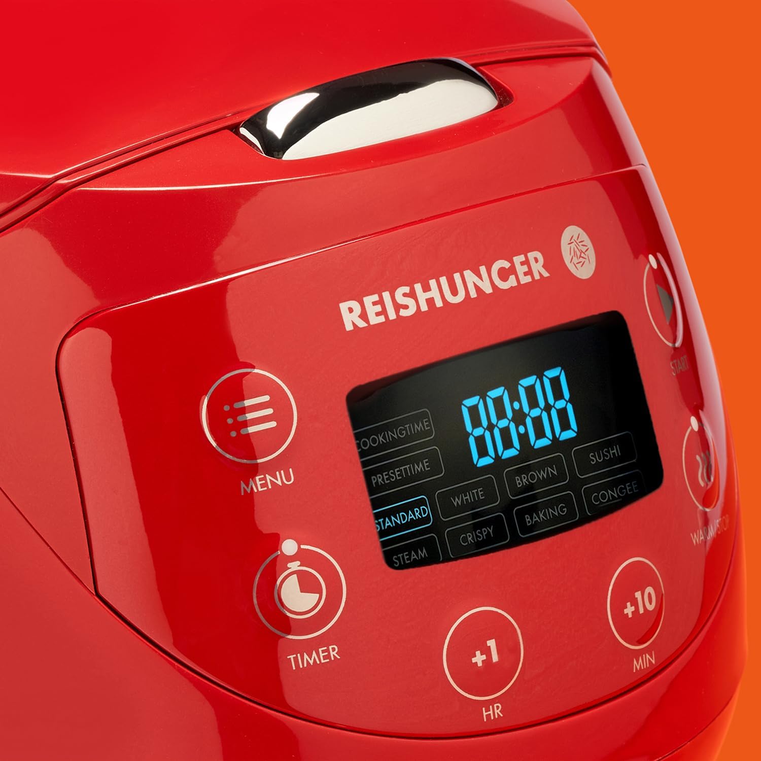 REISHUNGER Cuociriso digitale piccolo, nero | Da 0,6 L fino a 3 persone | Funzione mantenimento calore, timer e pentola premium | Multicooker e vaporiera piccoli, 8 programmi, tecnologia a 7 fasi