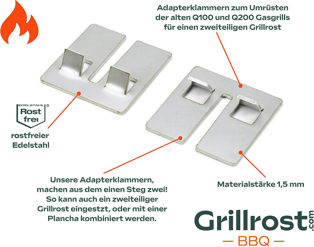 Griglie in acciaio inox per Weber Q300/3000 | lavabili in lavastoviglie - set da 2 pezzi