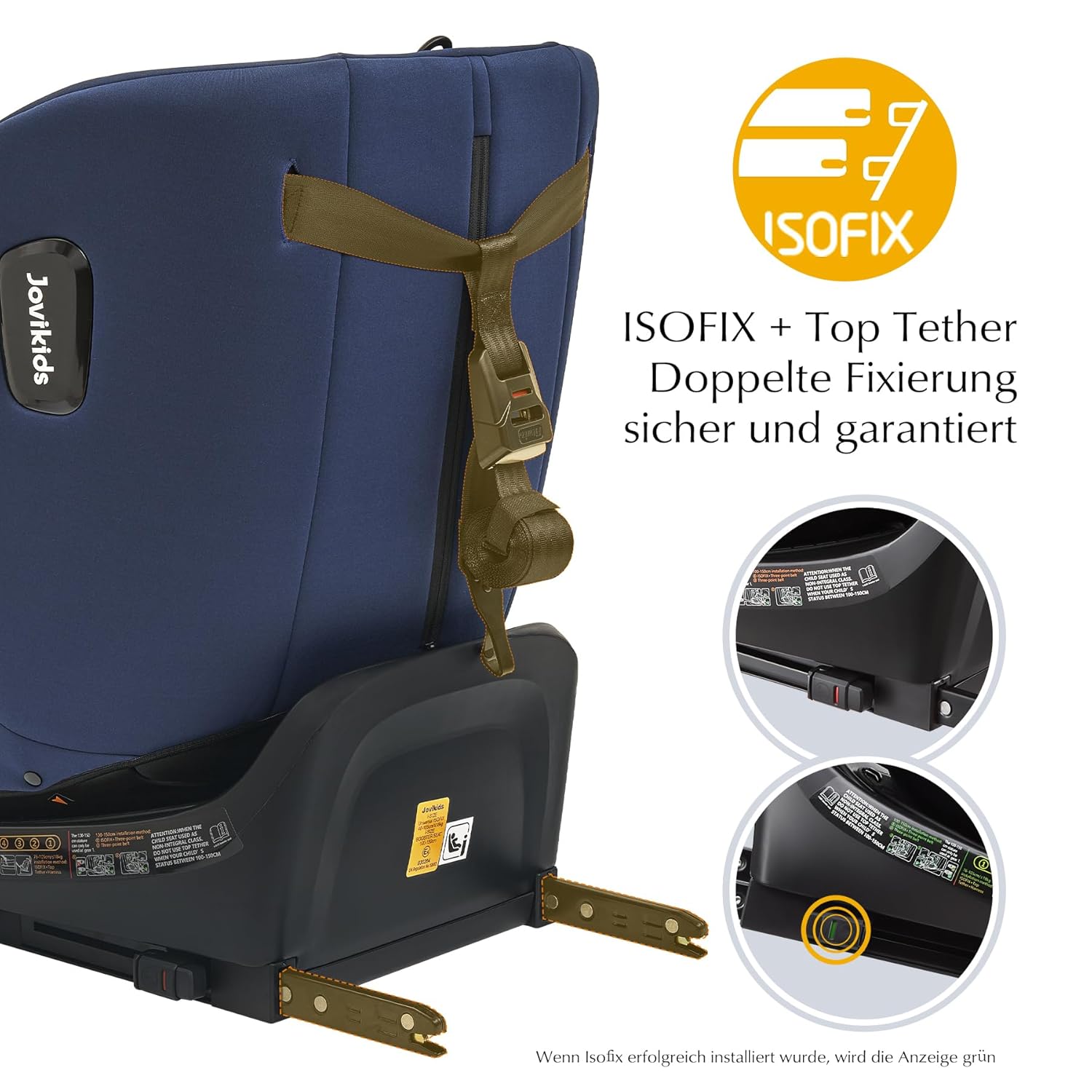 Jovikids 360° Drehbar Kindersitz mit ISOFIX und Ruheposition, i-Size(ECE R129) 40-150cm(0-36kg) Reboarder Baby Autositz, ab Geburt -12 Jahre (schwarz)