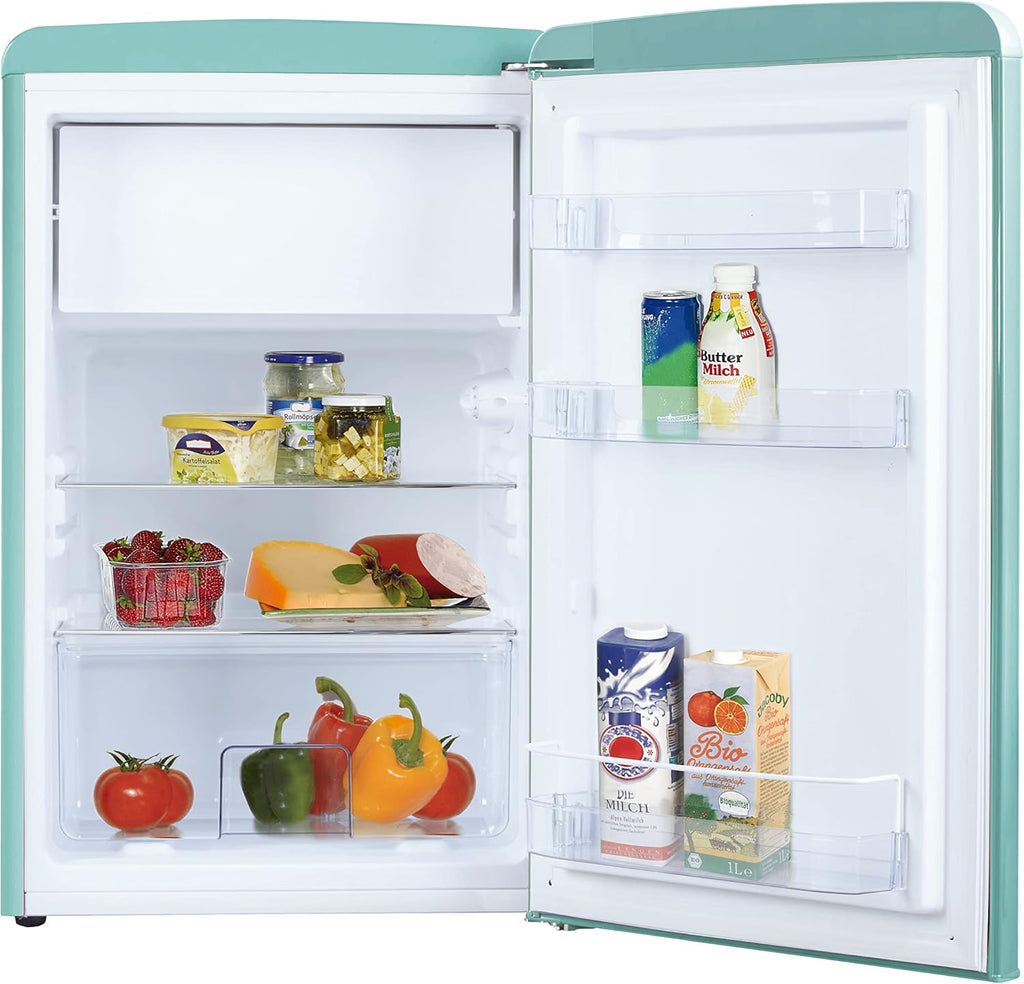 Amica KGC 15632 T Frigorifero con congelatore Retro / Ice Blue (Turchese) / 144 cm (A) x 55 cm (L) x 62 cm (P) / Design retrò / Frigorifero con congelatore