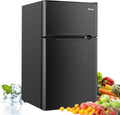 COSTWAY Frigorifero 90L con Congelatore 27L Combinato Frigo-Congelatore Verticale Congelatore Mini Frigo (bianco)