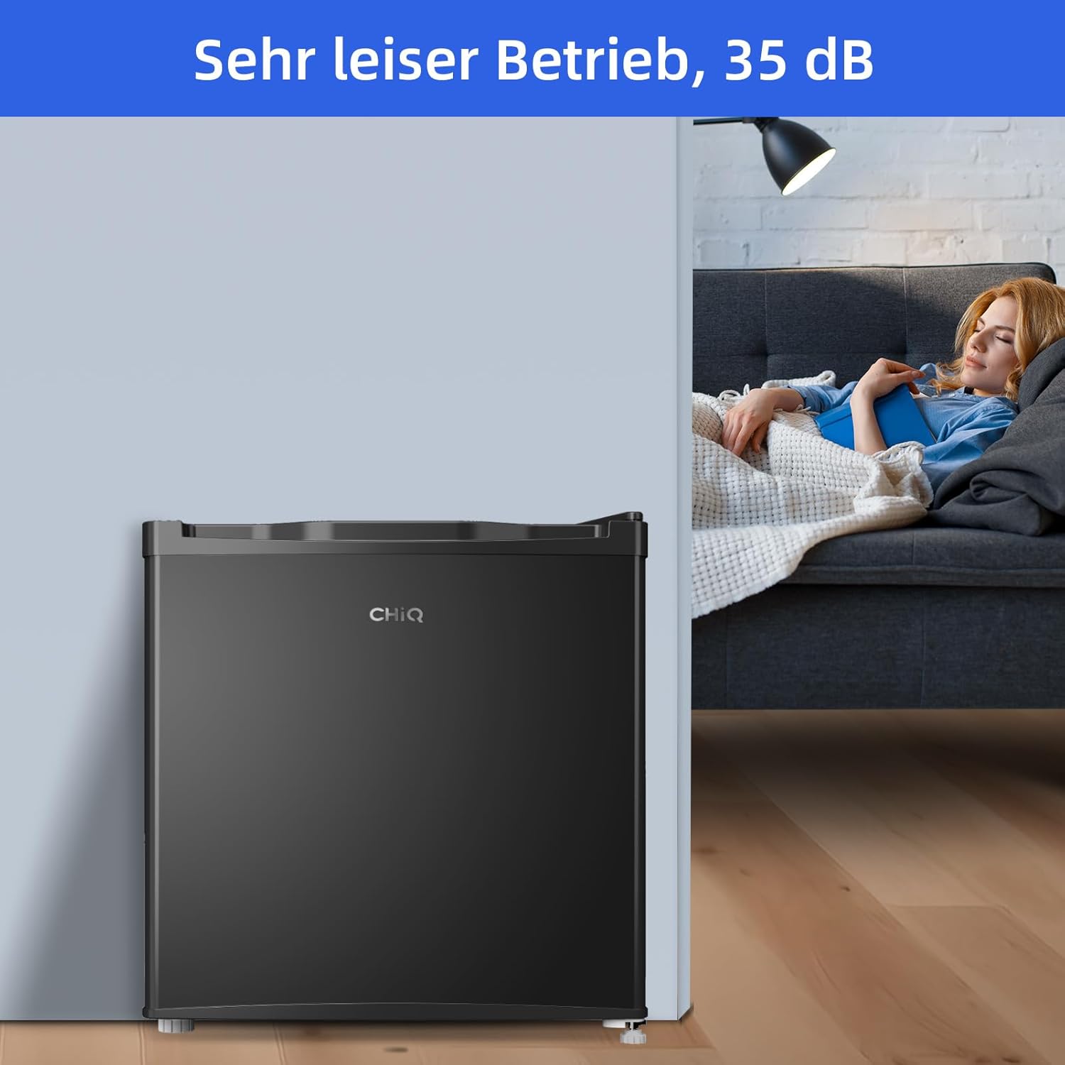 CHIQ Mini Bar Fridge 46 L, Mini Fridge, 49.6 x 47.4 x 44.7 cm (H x W x D), E Energy Consumption 80 kWh per Year, Very Quiet 39 dB