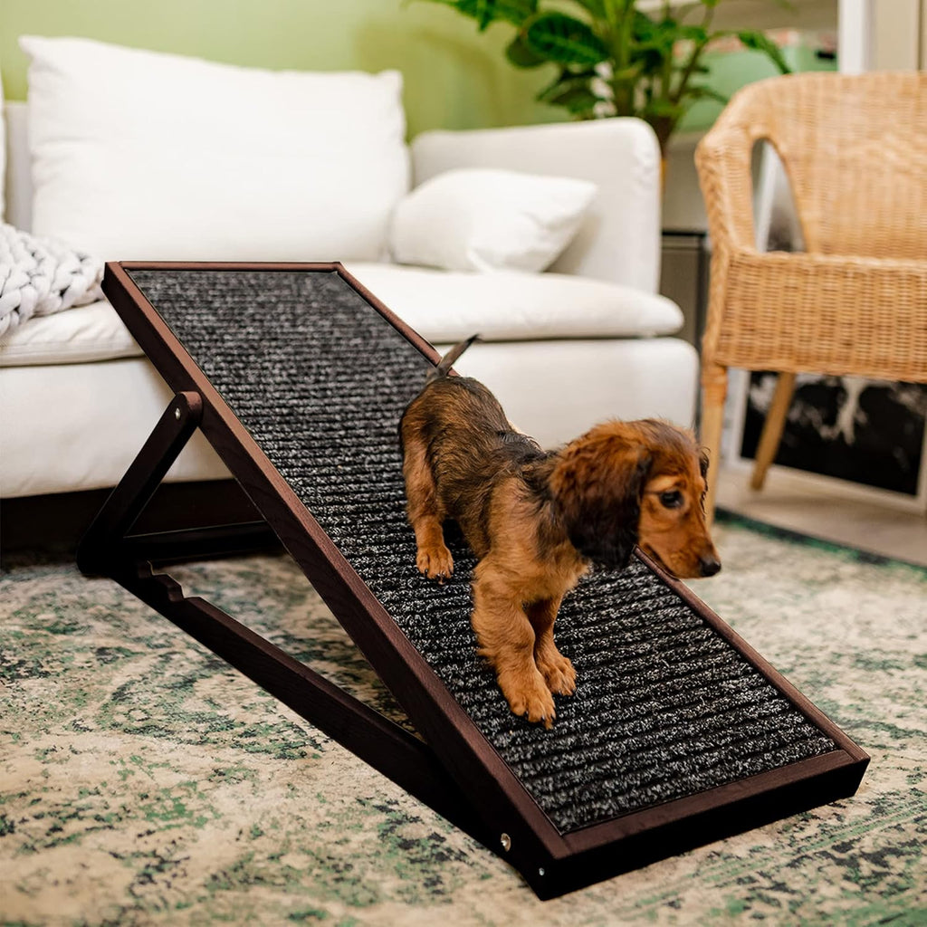 Holtaz Rampa per Cani Rampa per Gatti Scaletta per Cani per Letto o Divano Pieghevole in Legno Petwalk Scala per Cani Rampa di Carico per Animali Domestici con Inserto Antiscivolo Naturale