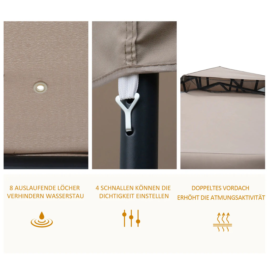 Outsunny Gazebo da Giardino con Zanzariera Doppia Tetto Protezione UV