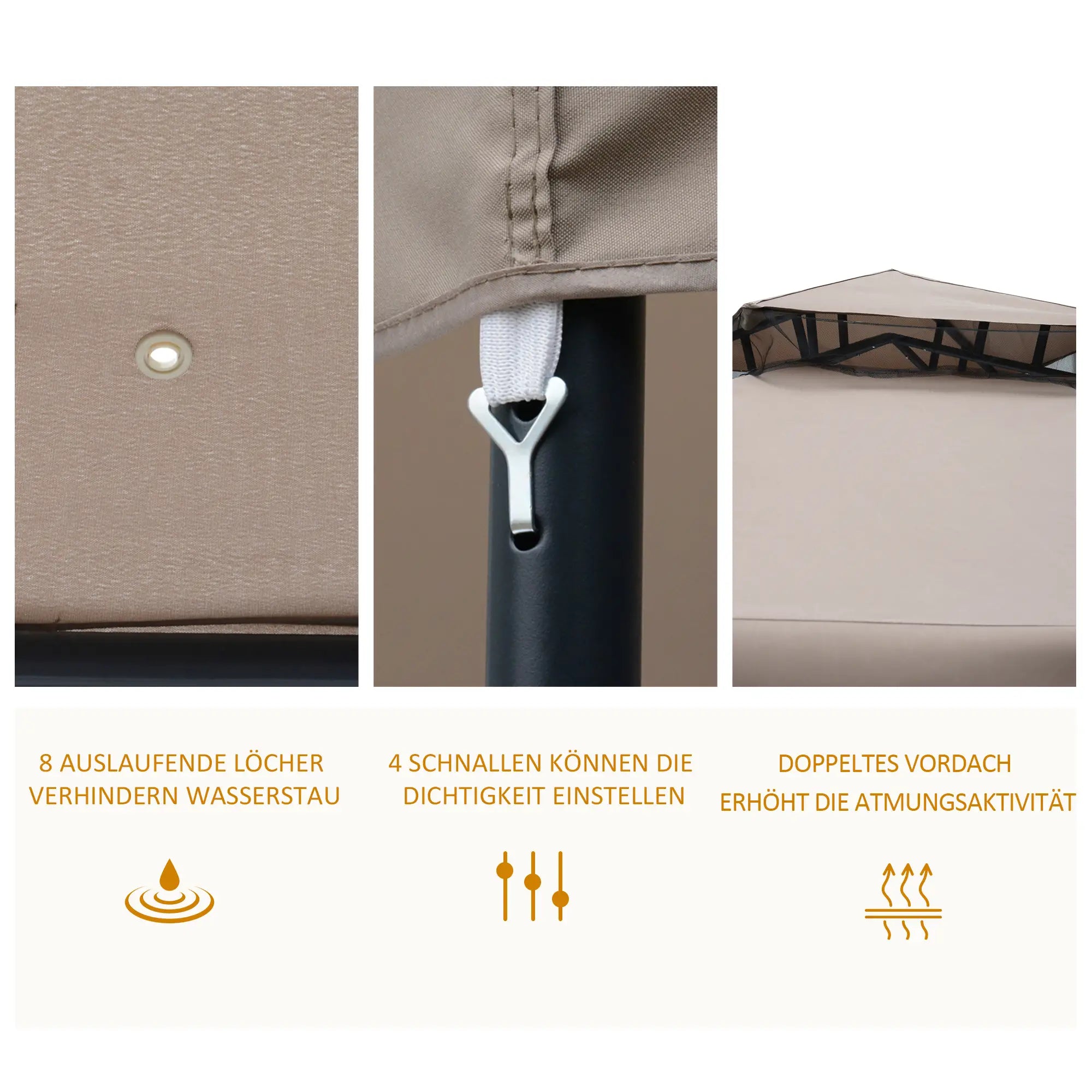 Outsunny Gazebo da Giardino con Zanzariera Doppia Tetto Protezione UV